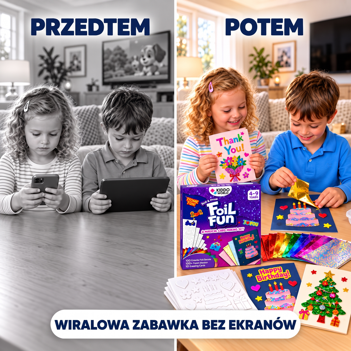 Foil Fun Kartki okolicznościowe – Kreatywny zestaw do tworzenia błyszczących kartek świątecznych (4+ lata)