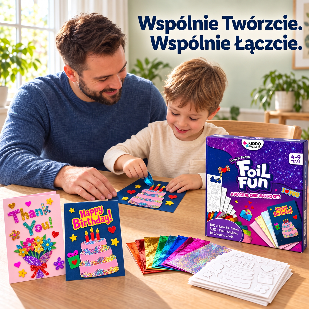 Foil Fun Kartki okolicznościowe – Kreatywny zestaw do tworzenia błyszczących kartek świątecznych (4+ lata)