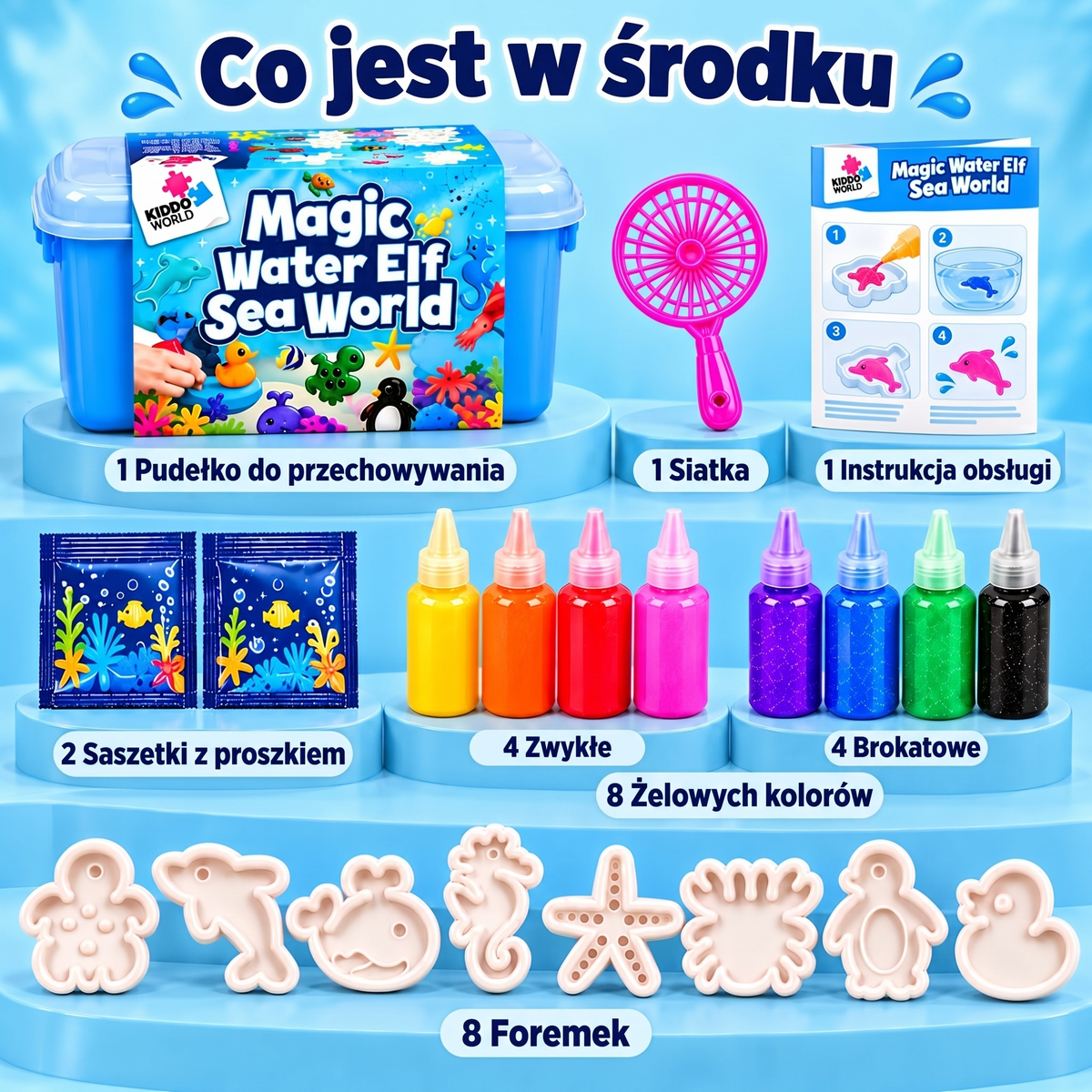 Magic Water Squishies – kreatywny zestaw do tworzenia figurek 3D | Świat morski | 3+ lata