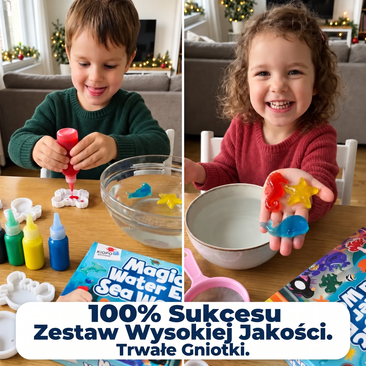 Magic Water Squishies – 3× kreatywny zestaw do tworzenia figurek 3D | Świat morski, Farma i Dżungla | 3+ lata