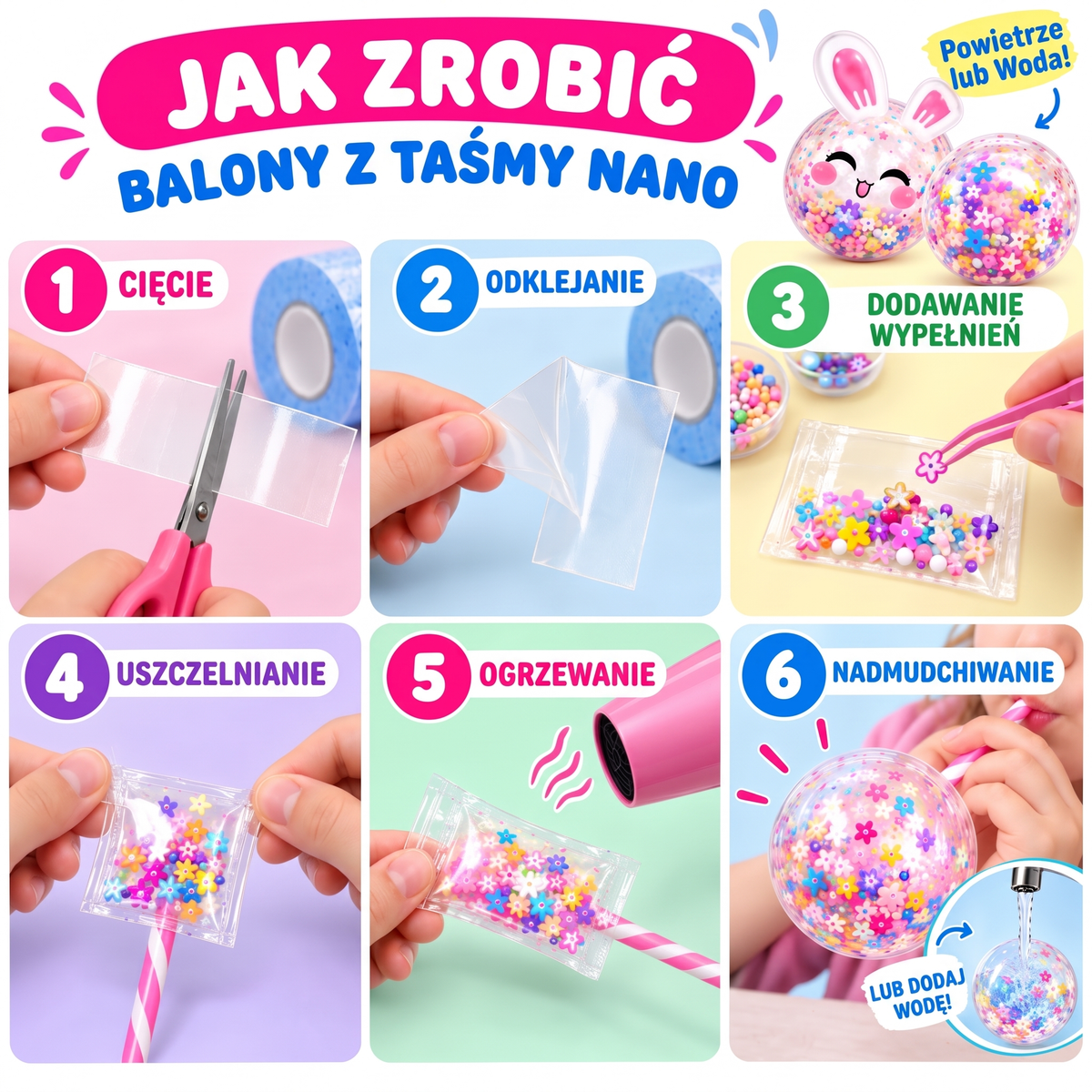 Nano Tape Bubble Squishies – Kreatywny zestaw 41 elementów (4+ lata) – zdjęcie 2