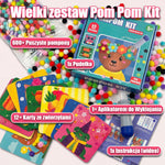 Pom Pom Kit z Aplikatorem do Wyklejania | 12 plansz + 600 pomponów