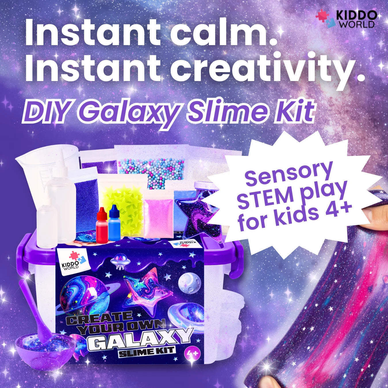 Galaxy Slime – stwórz błyszczący kosmiczny slime, który świeci w ciemności! (4+ lata)