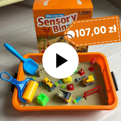Sensory Bin Plac Budowy: Zestaw sensoryczny z piaskiem kinetycznym dla dzieci 3+
